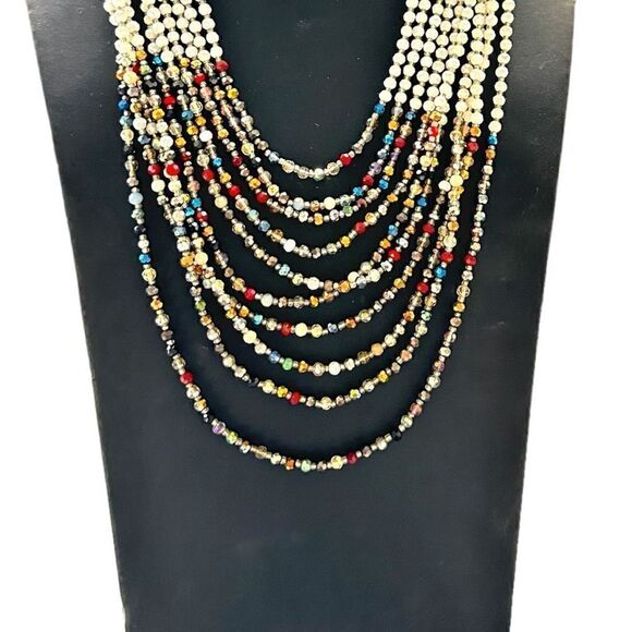 NAKAMOL Signed Multi-strand Faceted Glass Bead Colorful Pearlescent Aurora Borea - Picture 6 of 7